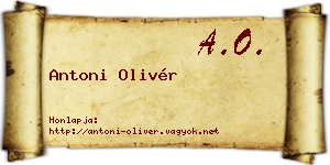 Antoni Olivér névjegykártya